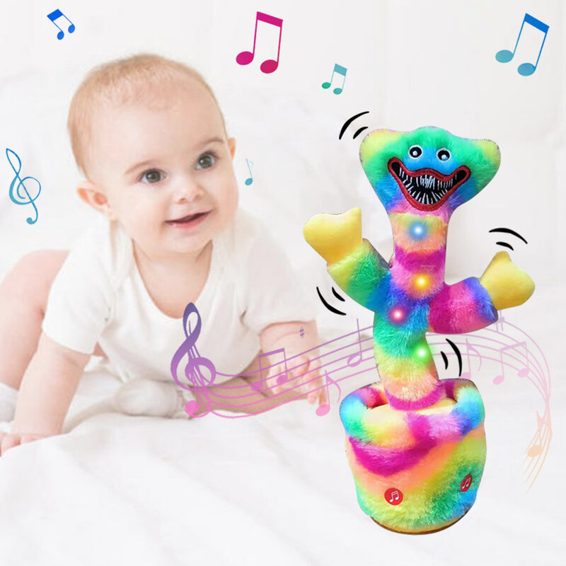 Huggy Wuggy-juguetes de peluche eléctricos para niños, 120 canciones, puede cantar y bailar, juegos de juego, juguetes de Cactus, muñeco de peluche de Anime, regalos