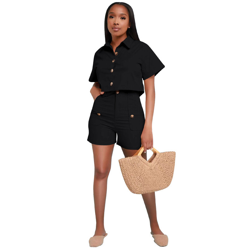 Two Piece Set Shirt + Short Pants Tracksuit Clothes Matching Set Clothes For Women Outfit Casual Women Tracksuit