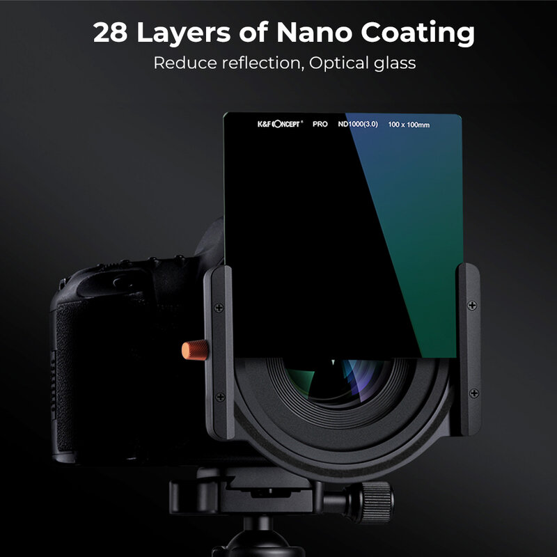 K & F Concept-filtro cuadrado ND1000 para lente de cámara Canon, Nikon, 100x100mm, con soporte de Metal, 8 anillos adaptadores