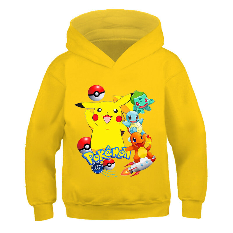 Pokemon-pikachu impresso hoodies mangas compridas de algodão crianças meninos meninas crianças camisolas roupas topo crianças casaco do bebê pulôver