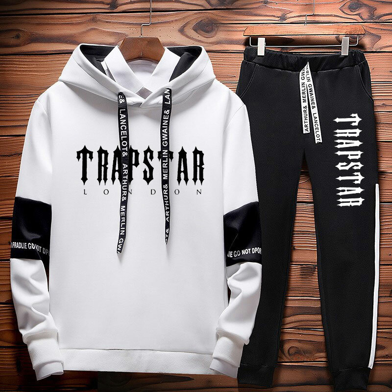 Mens Luxury Patchwork Sweatshirt Sets Trapstar Print Joggers Pullover Hoodies and Pants Brand Man Tops Trouser Casual Streetwear