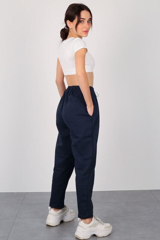 Facette-pantalones de chándal de dos hilos para mujer, color azul marino, 2021294321