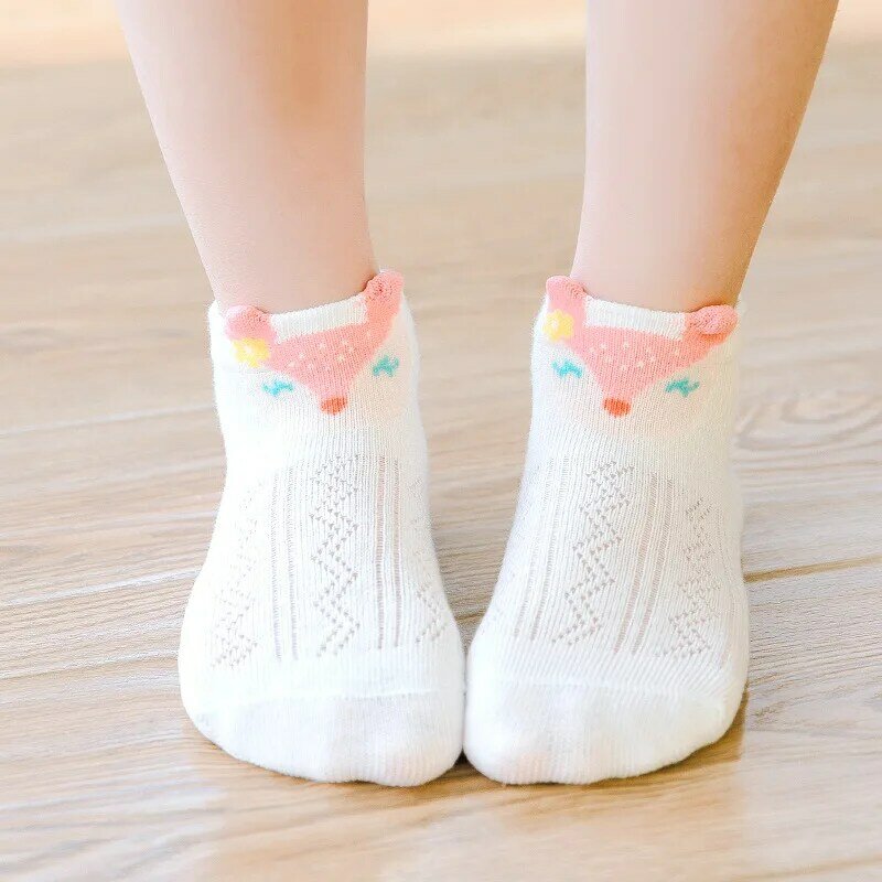 5 pares 1-12 y crianças meias de malha meninos e meninas meias de bebê primavera e verão meias de barco de absorção de suor para crianças