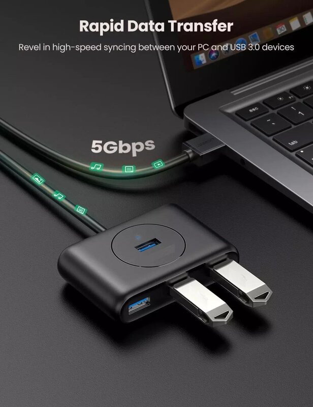 4 포트 USB 3.0 허브 하드 드라이브 용 고속 USB 분배기 노트북 PC 컴퓨터 액세서리 플래시 드라이브 마우스 키보드