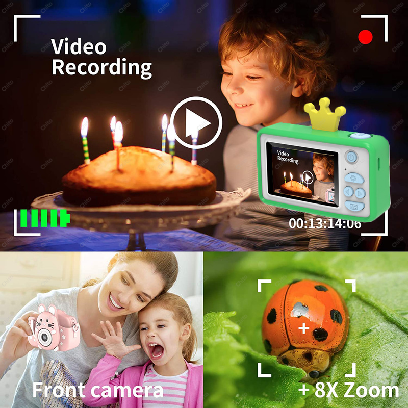 Crianças brinquedo câmera para meninas brinquedo crianças câmeras digitais para meninos chirstmas presente mini gravador de vídeo animal bonito com cartão de memória
