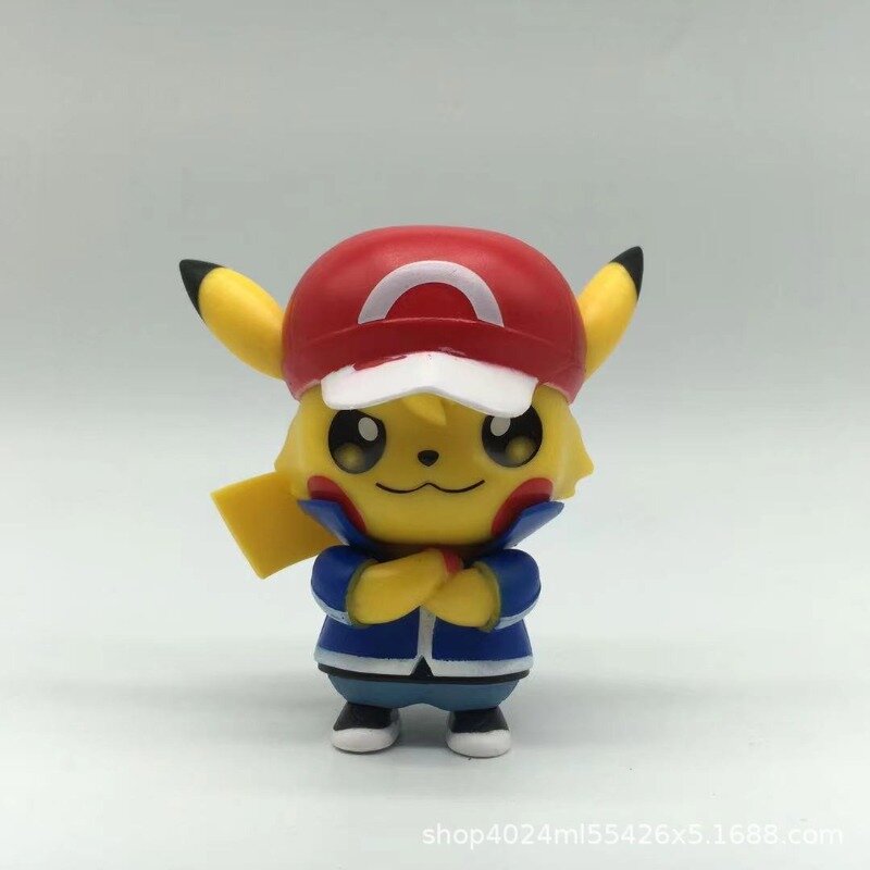 6 pçs com pokemon roupas na moda pikachu ação pokemon jogo elf bola modelo de fogo dragão anime boneca brinquedo crianças anime figuras