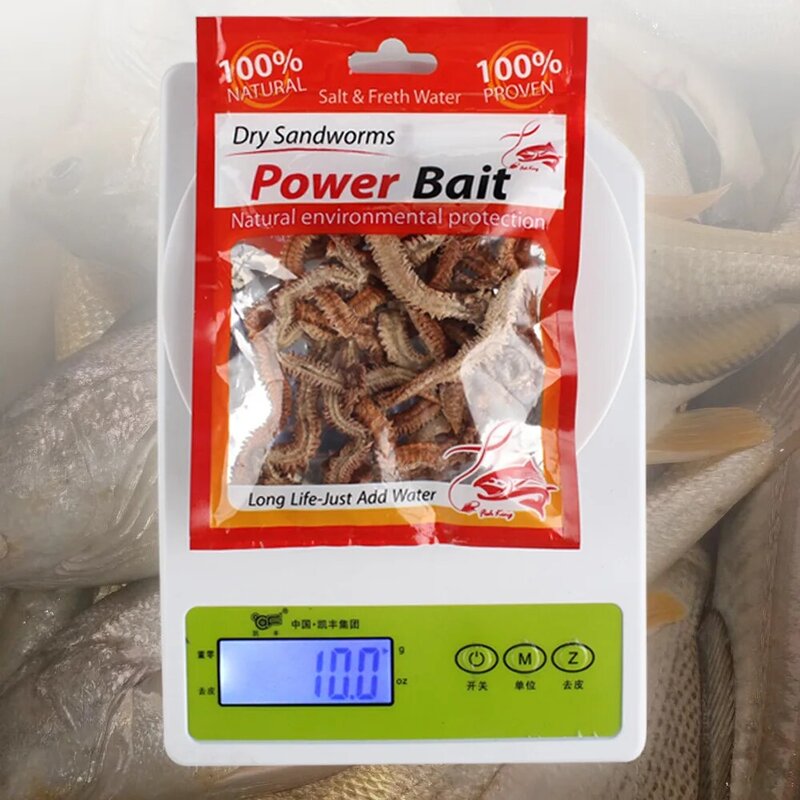 FISHKING Dry Sandworms Power Bait 6g-10g/Pack Real Bait Dry Worm Bait Fishing Lure Fishing Sandworm Freshwater Sea Earthworm