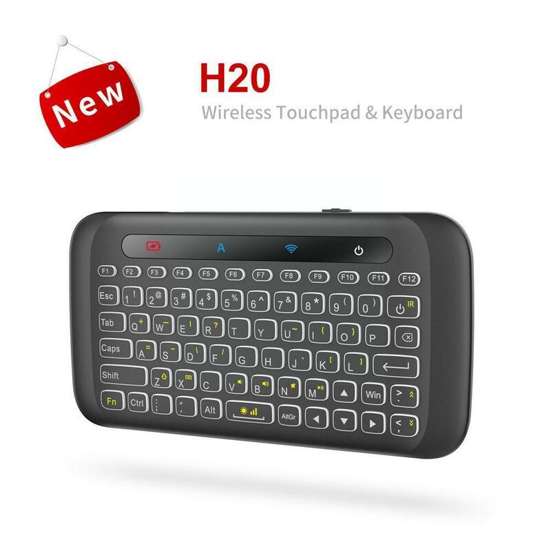 H20 Mouse Keyboard Jarak Jauh Nirkabel Mini Keyboard Nirkabel Ir Bersandar dengan Lampu Latar Led Multi Touchpad untuk Android Pc I4t6