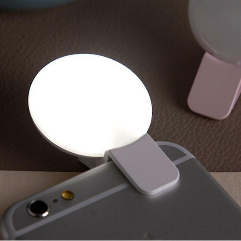 Mini Q-anillo de luz Led con Clip para selfi, lámpara de Selfie portátil con lente para teléfono móvil, Flash de relleno, para mujer