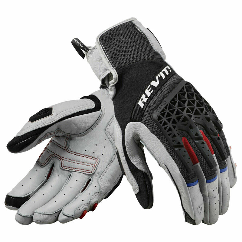 Revit Sand 4-guantes de cuero genuino para hombre, manoplas de malla para montar en motocicleta, color negro/gris, con pantalla táctil, tallas M-XXL