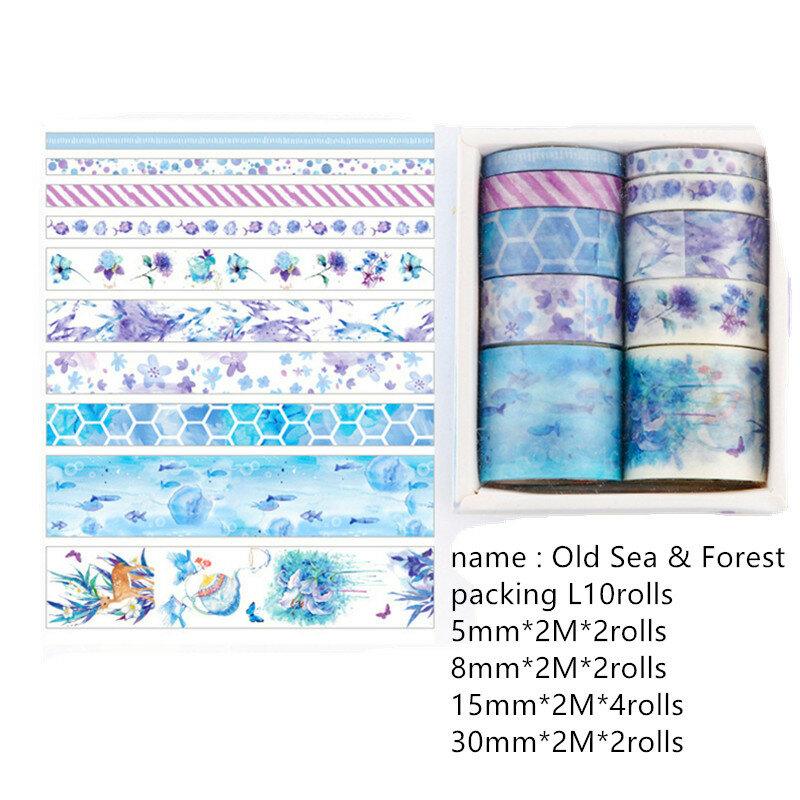 10 Rolls Kawaii Purple Unicorn Washi Tape Scrapbooking Masking Tapes for Card Making DIY Gift Decor School Stationary Supplies