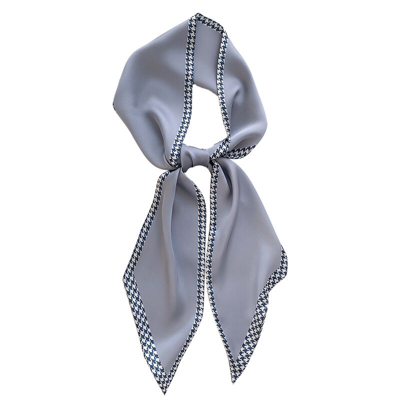 Модный Шелковый шарф с цветочным принтом 2023, женские тонкие длинные шарфы на шею, узкая офисная Дамская шаль, банданы, женские обтягивающие повязки для волос