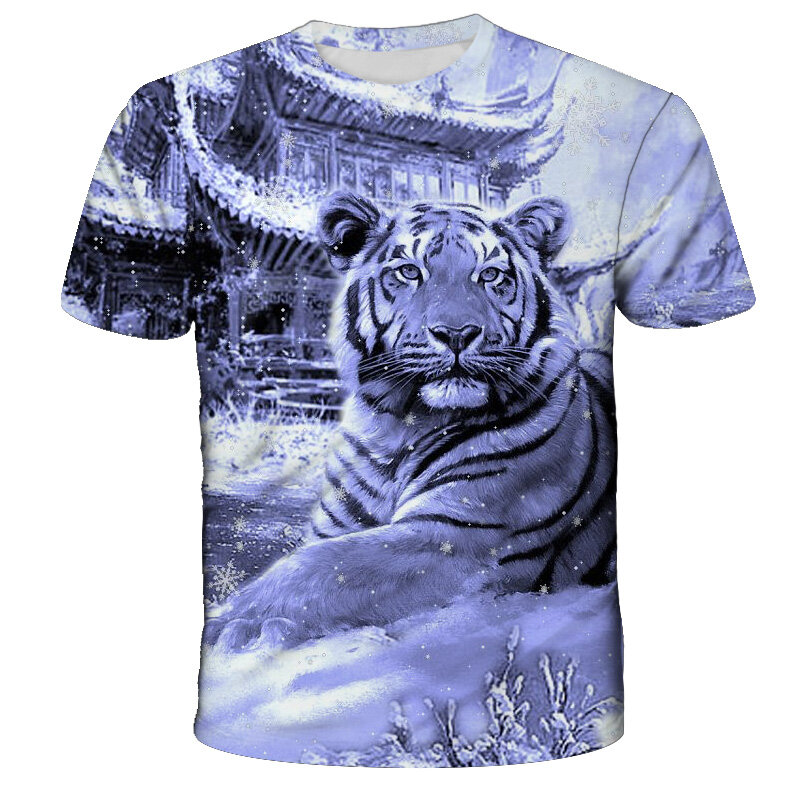 Verão meninos camiseta leão animal gráfico t camisas crianças moda casual topos t harajuku impressão 3d streetwear meninas camisetas