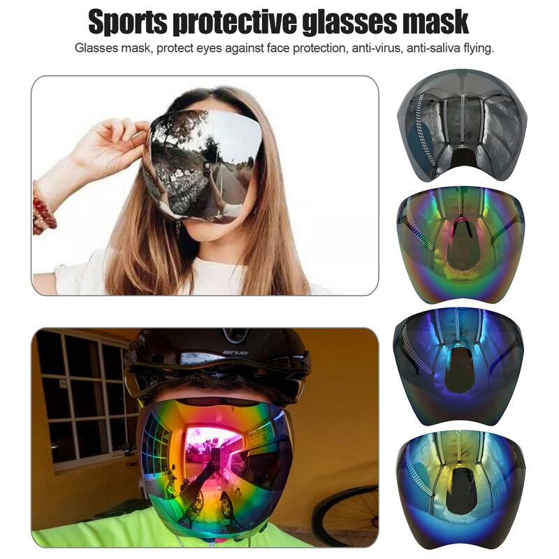 Masker Pelindung Wajah Penuh Kacamata Hitam Bersepeda Pria Wanita Kacamata Pelindung Kacamata Kacamata Bulat Masker Sepeda Keselamatan Lensa