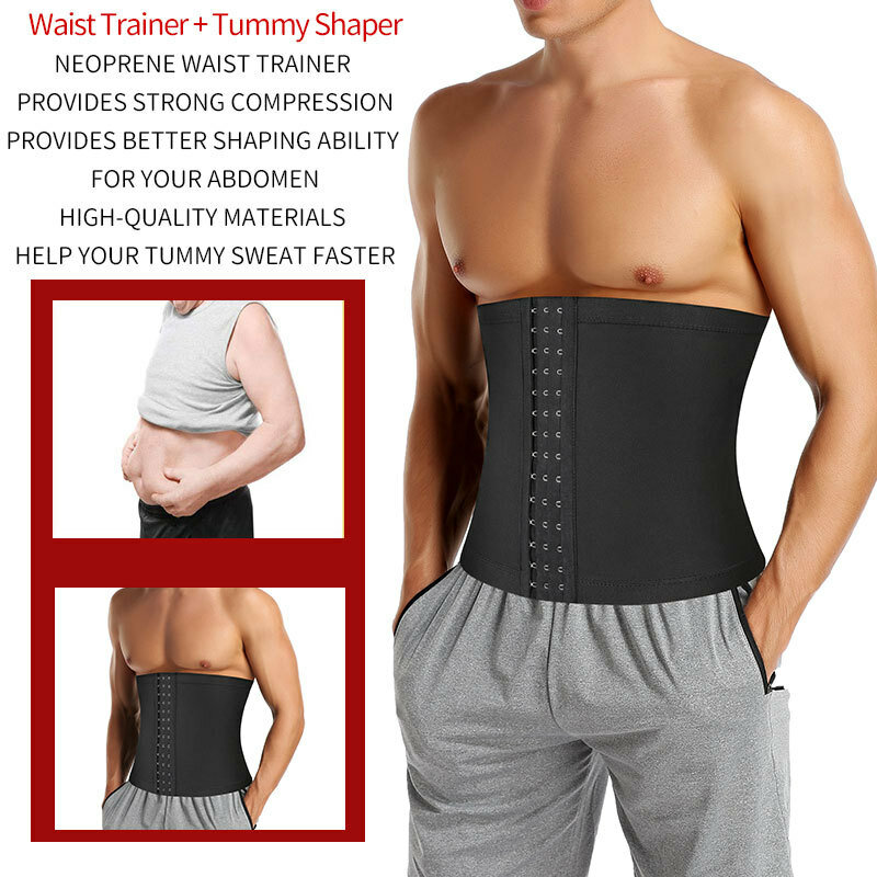 Men Sauna Sweat Shaper Belt Thermo Tummy Control Shapewear Slimming Girdle Workout Waist Trainer Corset Gym Abdomen Fat Burning