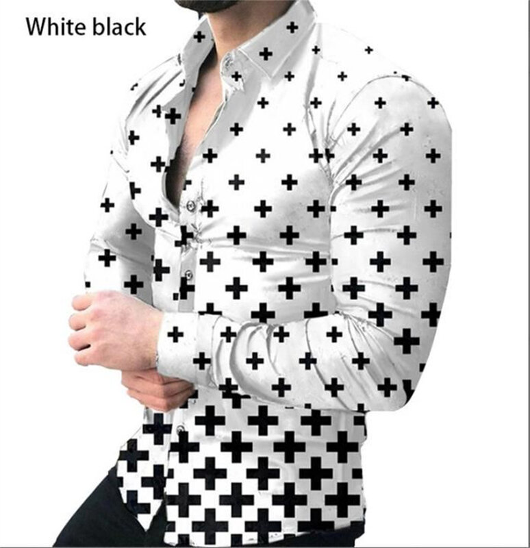 남성용 셔츠, 고급스러운 골드, 고품질 긴팔 셔츠, 비즈니스 셔츠, 흰색/검정색, 남성용 댄스 클럽, 2023 년 상품