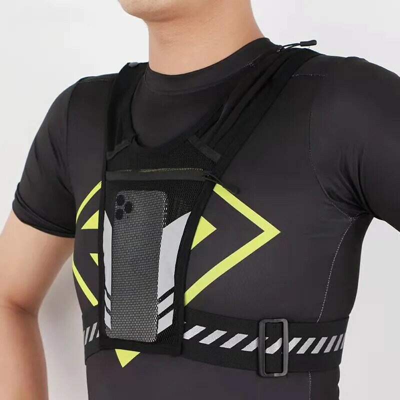 Chaleco reflectante ajustable para teléfono móvil, mochila de pecho para deportes al aire libre, bolsa de almacenamiento para teléfono móvil