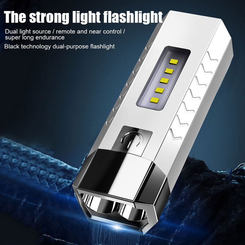 Портативный жесткий светильник, фонарик 1200 мАч, USB Перезаряжаемый COB светодиодный фонарик, водонепроницаемый уличный фонарь для кемпинга, ф...