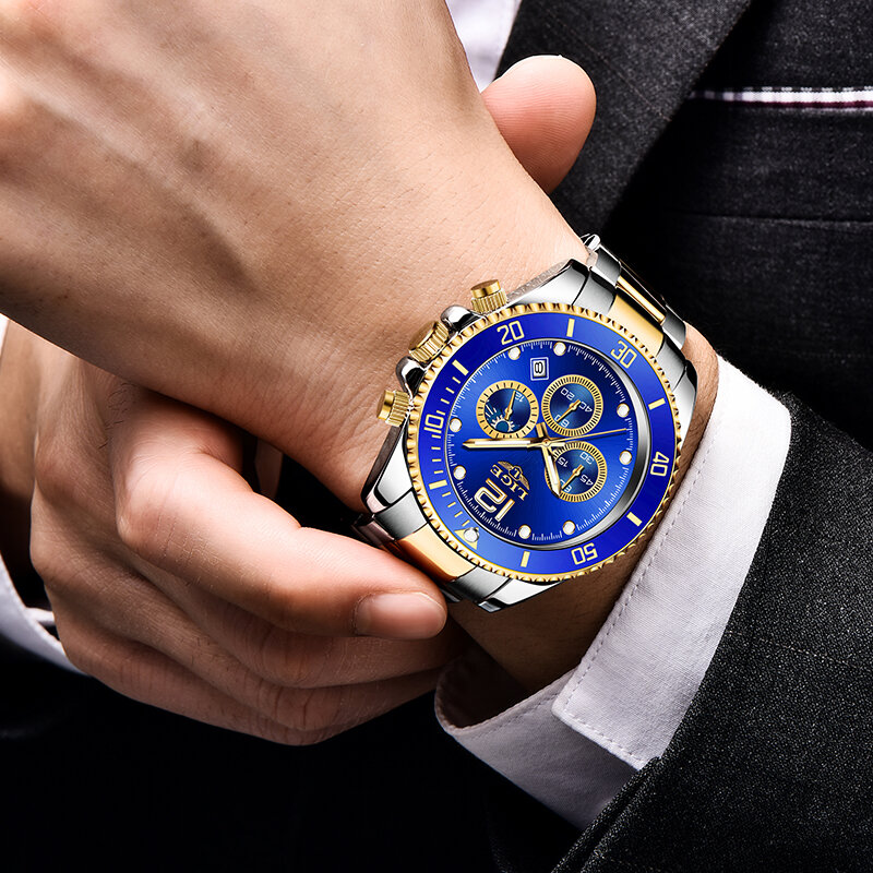 Lige casual esporte relógios para homens marca superior luxo militar data relógio de pulso homem moda cronógrafo relógio de pulso
