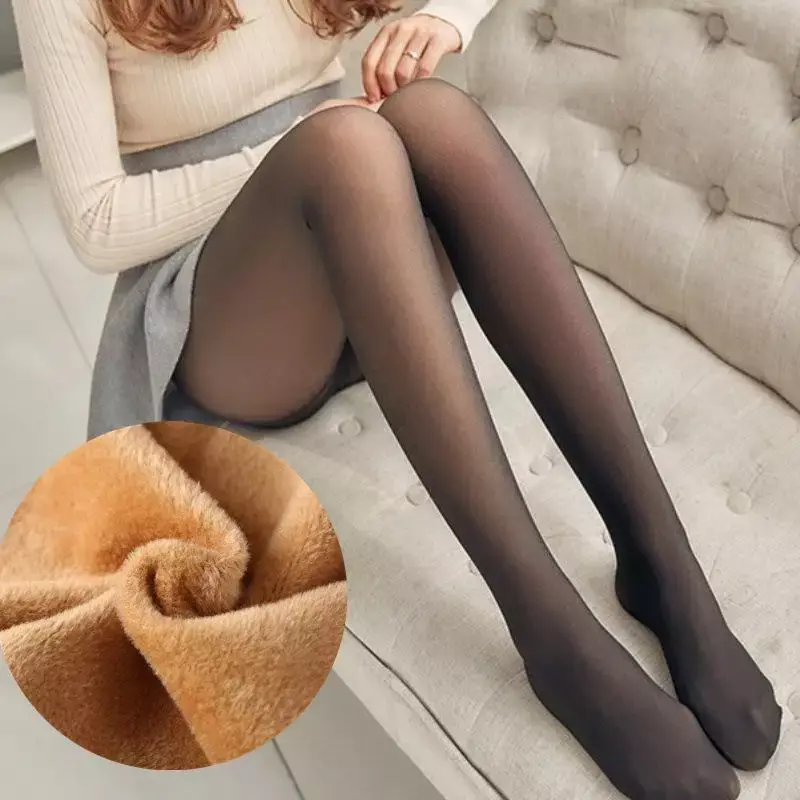 Solid Color High Elasticity Comfortable High-Waist Warm One-Size Leggings with Socks