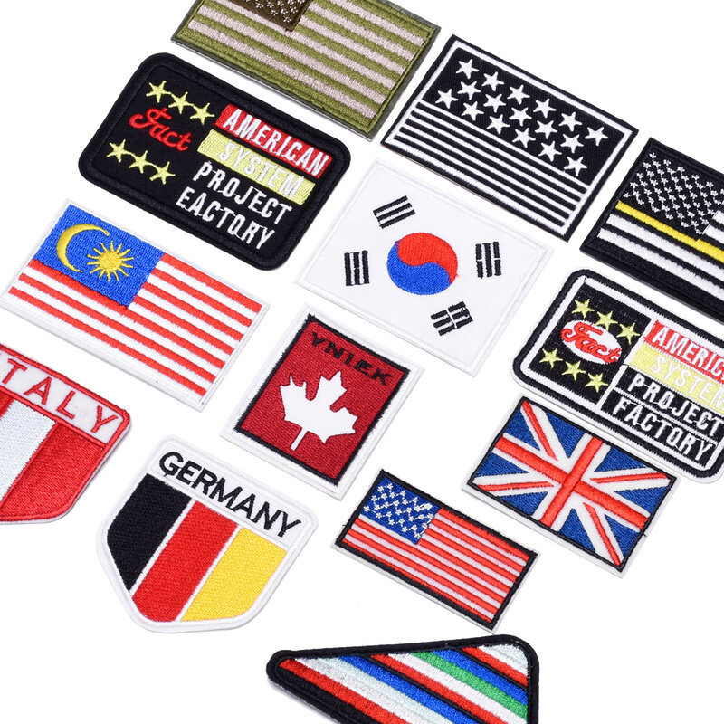 의류용 국기 로고 시리즈, DIY 다림질, 자수 패치, 모자, 청바지 스티커, 바느질 패치, 아플리케 배지
