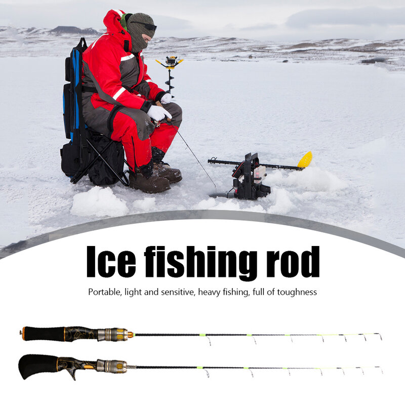 Portátil inverno vara de pesca no gelo ultra curto vara de pesca no gelo alça ergonômica confortável aperto acessórios para pescador
