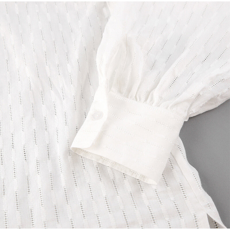Conjuntos de calções brancos 2 peça conjuntos de tecido jacquard feminino lanterna manga solta camisa e shorts ternos 2022 verão roupas femininas