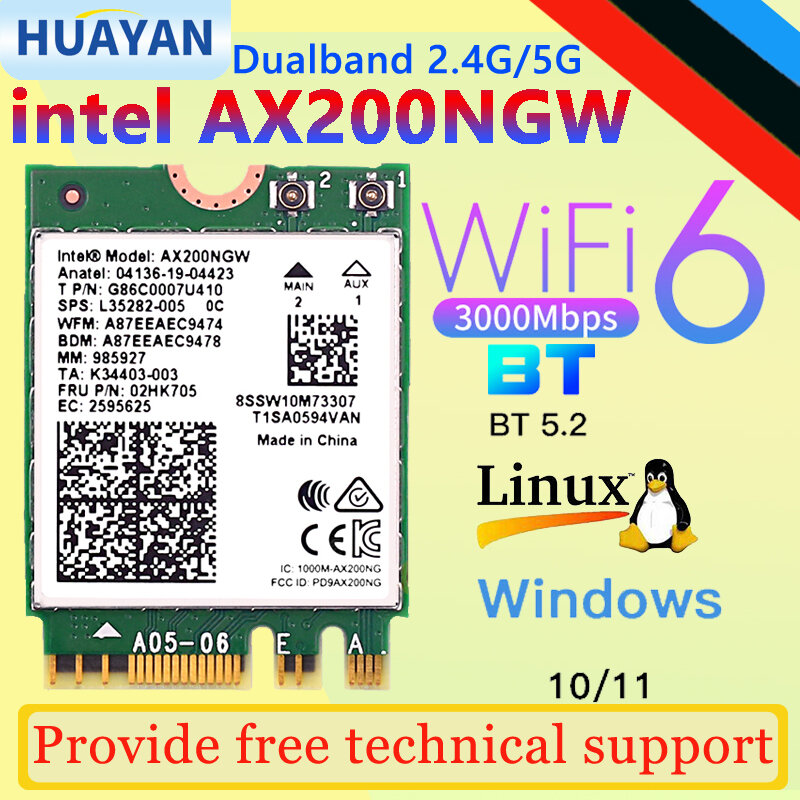 Leicband-Carte Wi-Fi Intel AX210 AC9260 AX200, 5374Mbps, Stérilisation, 11Humanity, AX210NGW, 8265 Mbps, Sem Fio, 8260, 7265, 7260, 3168, 3165, 3160 M 2