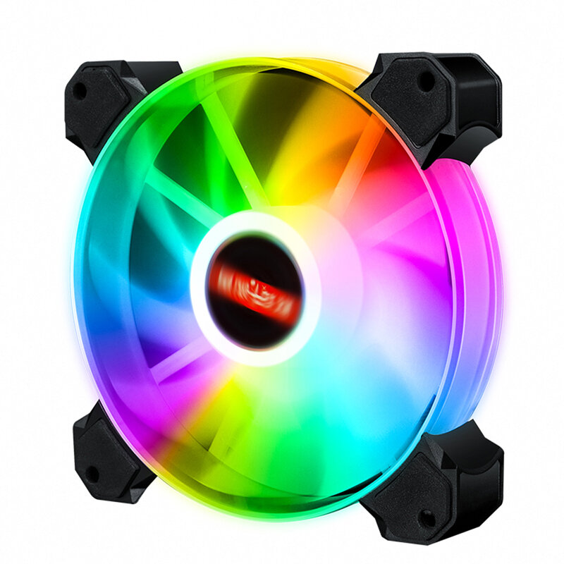 Ventilador con carcasa RGB para PC, enfriador de agua silencioso de 120mm, con 2 rodamientos hidráulicos, para tarjeta gráfica de vídeo