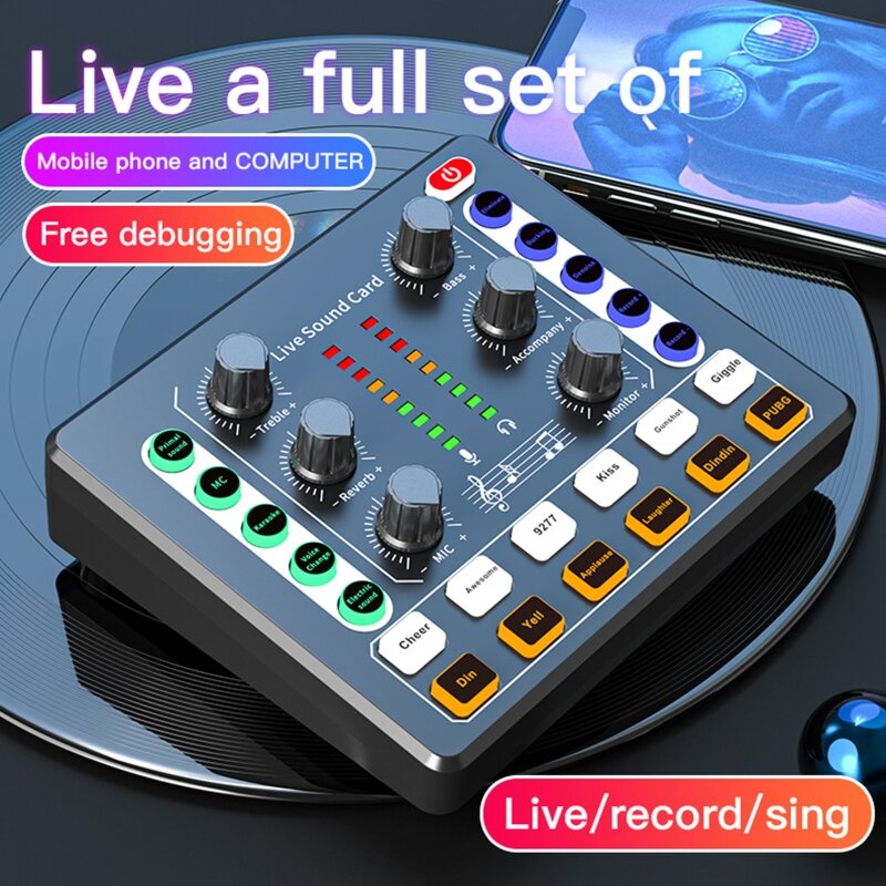 Звуковая карта M8 Live Sound board, звуковая панель с эффектом, миксер для прямой трансляции, K песни, живой записи, домашнего KTV