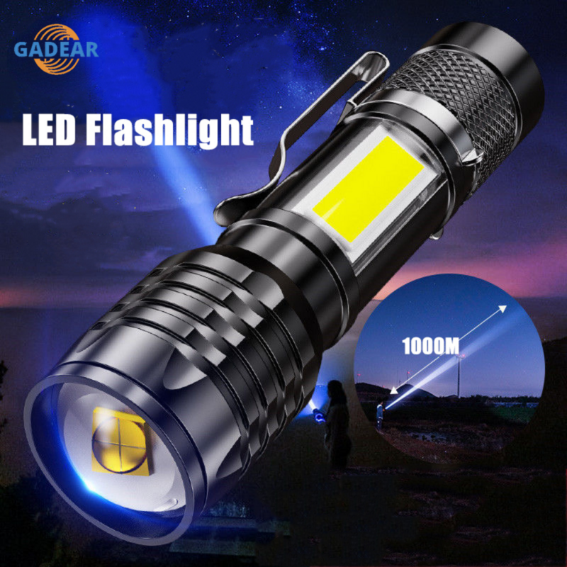 LED Cao Cấp Mini Zoom Đèn Pin Cắm Trại Ngoài Trời Mạnh Đèn Lồng Đèn Chống Nước Kèm Đèn Pin