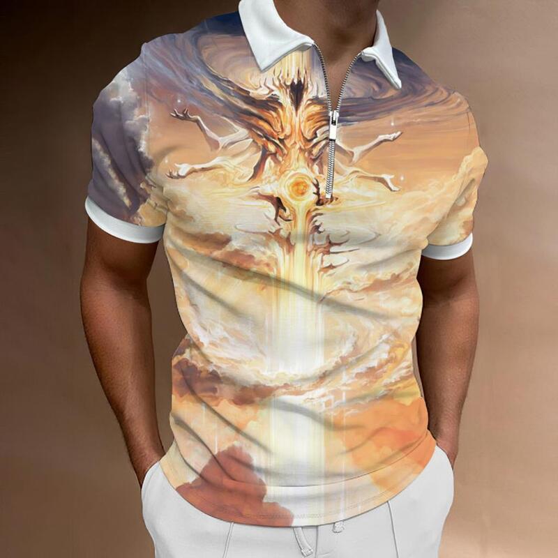Céu estrelado impressão 3d camisa polo masculina verão 2022 havaiano camiseta casual streetwear polo manga curta topo roupas masculinas