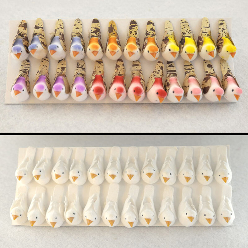 24Pcs/Set  Vivid Artificial Birds Foam Fake Bird Decor Home Garden Christmas Tree Ornaments Multicolor DIY Figurines Craft