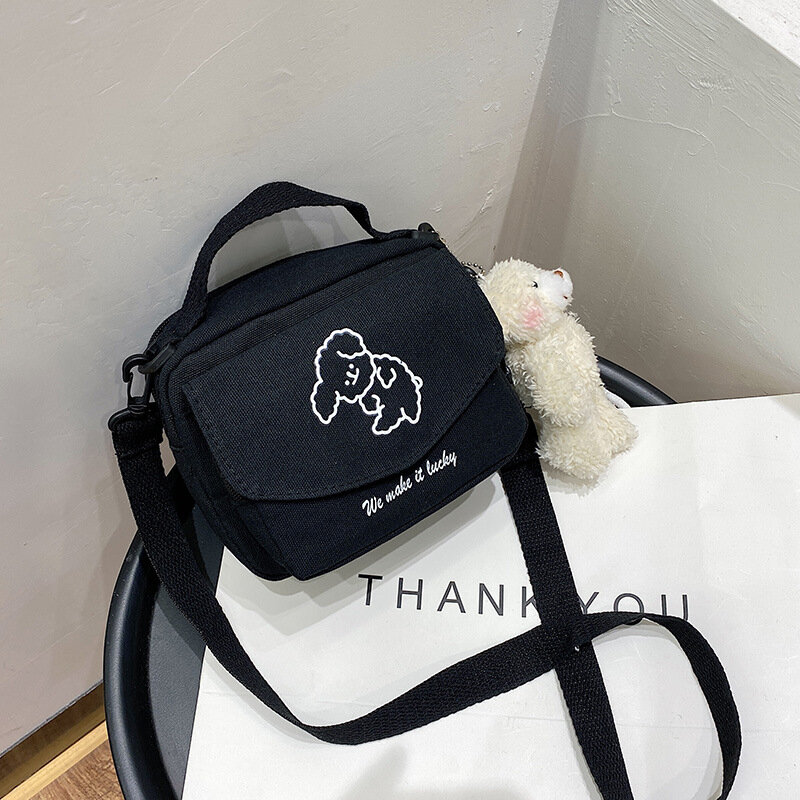 Милая мягкая холщовая маленькая сумка с милой собакой в Корейском стиле маленькая свежая женская сумка-мессенджер мобильный телефон многофункциональная женская сумка