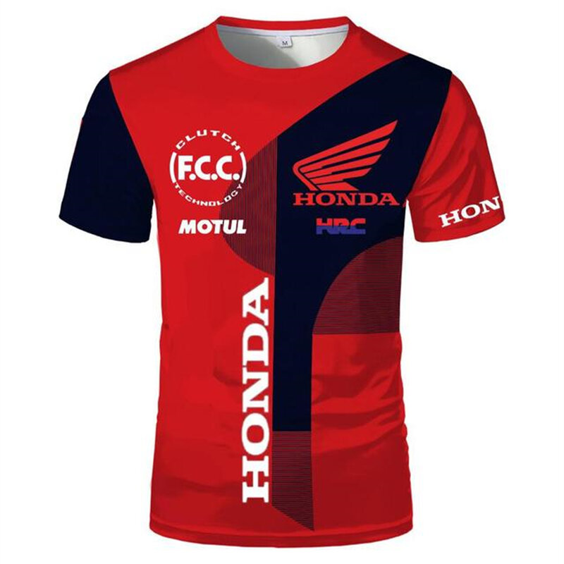Nieuwe Mannen Honda Motorfiets Logo 3d Digital Printing T-shirt Casual Mode Harajuku Hoge Kwaliteit Hip Hop Merk Korte Mouw top