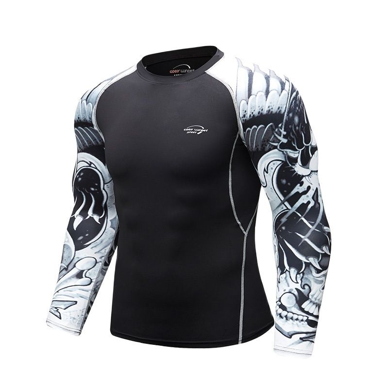 2022 Men's Breathable 3D Printed Trendy Cool Shirts Chic Long Sleeve Sport T Shirt Training Jogging Tops Gym Sportswear