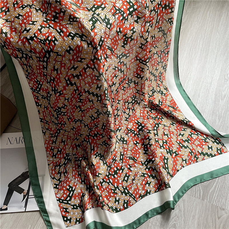 Foulard Long en soie imprimé Pashmina pour femmes, châles et enveloppes, étoles de plage, Bufanda, bandeaux Hijab doux, printemps