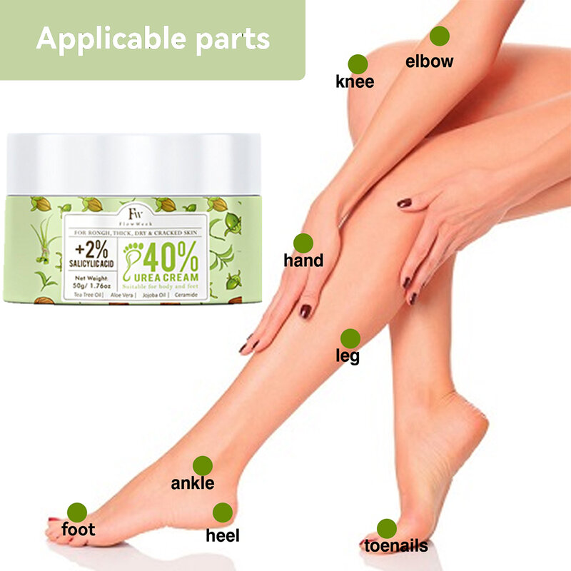 Flow -du-- Crème hydratante pour les pieds à la vitamine E, soin de la peau, 40% d'urée