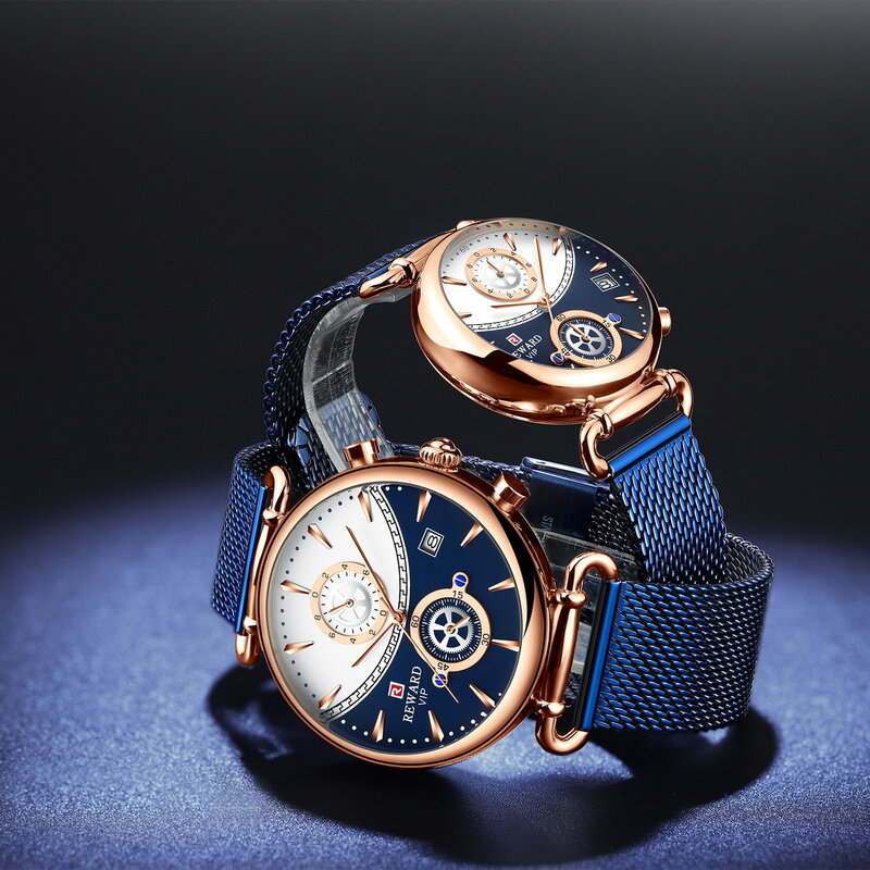 Relogio คู่นาฬิกาสำหรับคนรักสายนาฬิกากันน้ำ Chronograph วันที่กีฬานาฬิกาผู้หญิงและผู้ชายควอตซ์นาฬิก...
