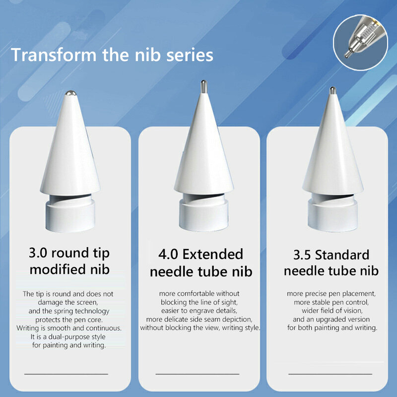Dicas de lápis para Apple Pencil, 2H 2B, 1ª e 2ª geração, iPad Stylus Nib, 3 anos de uso, 3 anos de uso