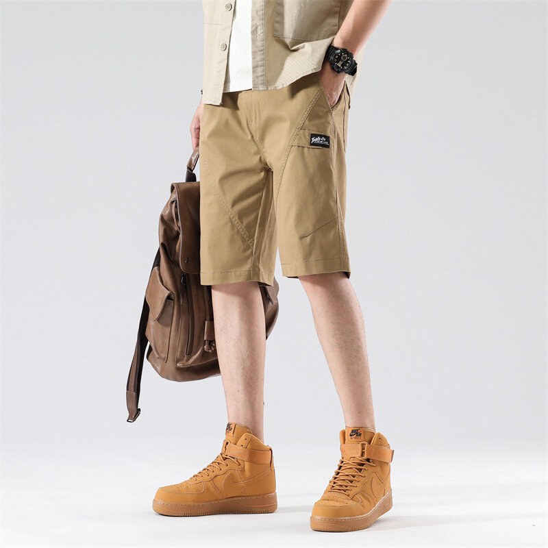 Short Cargo en coton pour homme, pantalon de marque tendance, ample, grande taille, couleur unie, taille élastique, nouvelle collection 2022