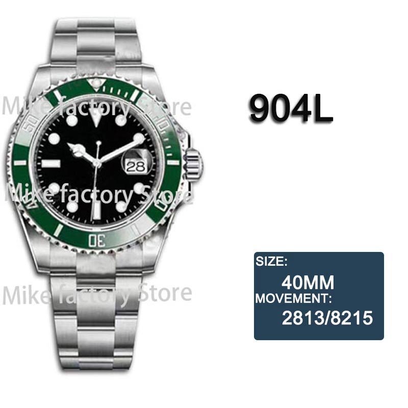 남성용 럭셔리 시계, 904L 스테인레스 스틸 시계 스트랩, 8215 자동 기계식 손목시계