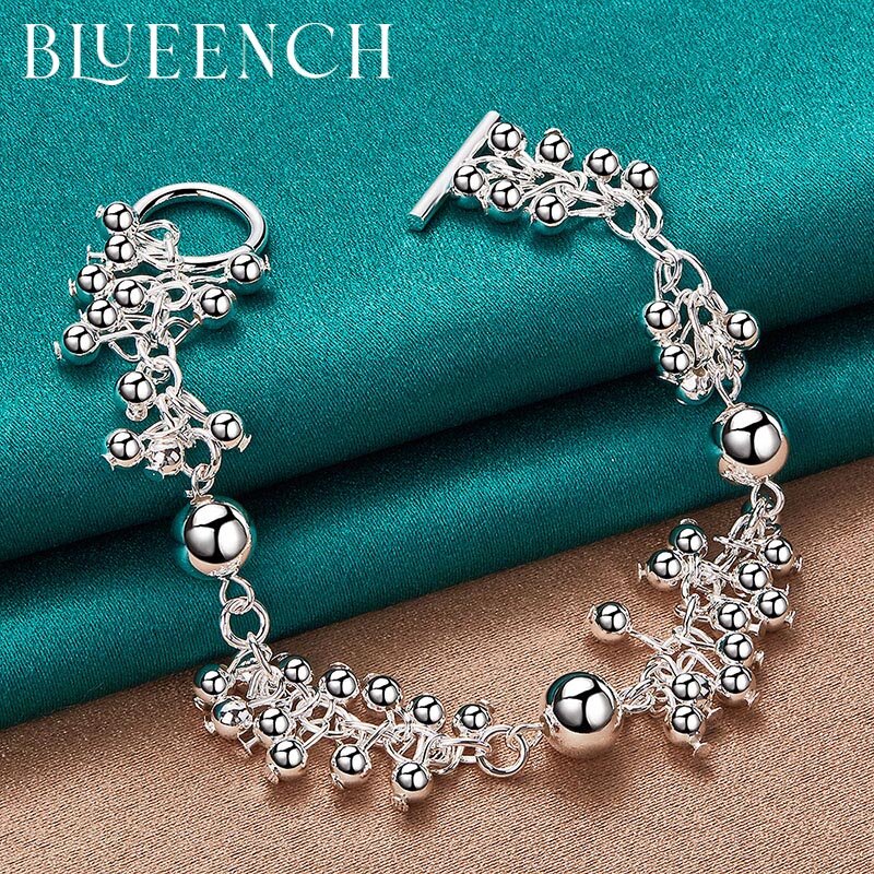 Blueench 925 prata esterlina uva frisado pulseira para mulheres casamento moda alta jóias