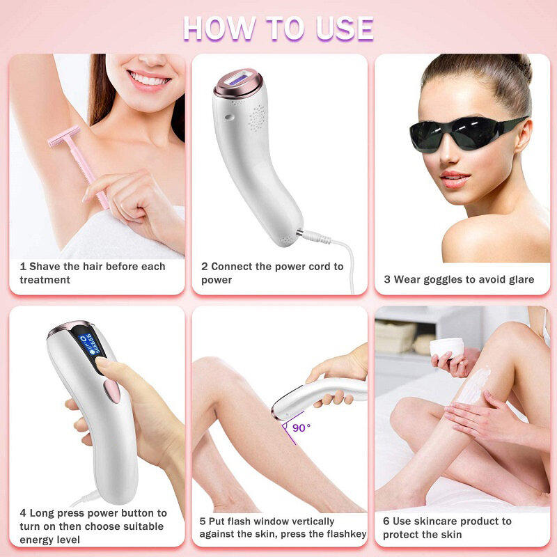 Hair Removal Device for Men and Women Upgrade to 999,999 Flash IPL Epilator for Face Whole Body