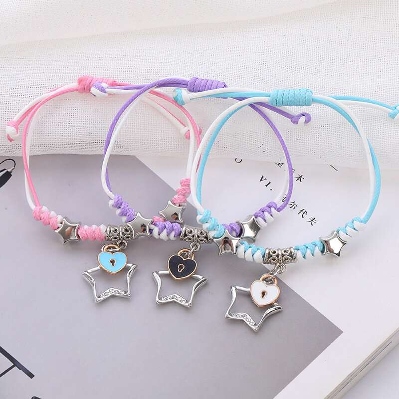 3 pçs namoradas pulseira de três peças feminino bonito irmã amizade pulseira versão coreana simples de três peças pulseira