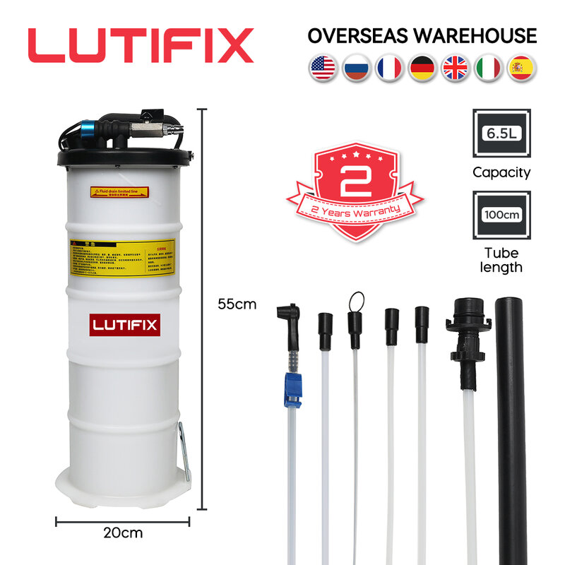 LUTIFIX pneumatique/manuel 6.5L pompe d'extraction d'huile évacuateur pneumatique pompe à vide extracteur de fluide huile moteur liquide de frein