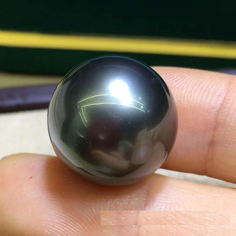 Huge charming 14-15mm natural south sea genuine black round good luste loose pearl