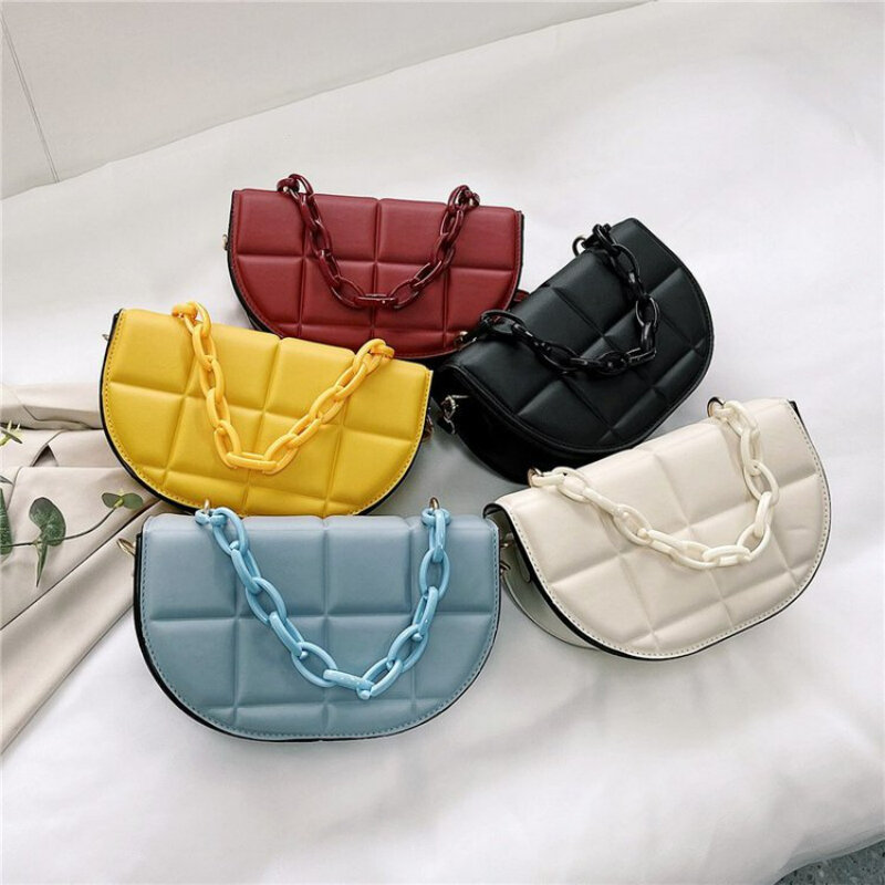 TRAVEASY 2022 Brand New Women Bag Female Fashion Diamond Chain Korean Saddle Bag Shoulder Bags Slung Handbag Messenger Bag