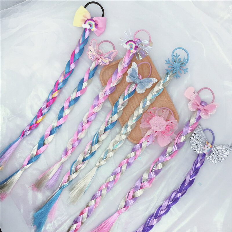 Ncmama kolorowe warkocze spinki do włosów dziewczyny brokatowe cekiny Ornament kokardy do włosów księżniczka dzieci spinki do włosów akcesoria