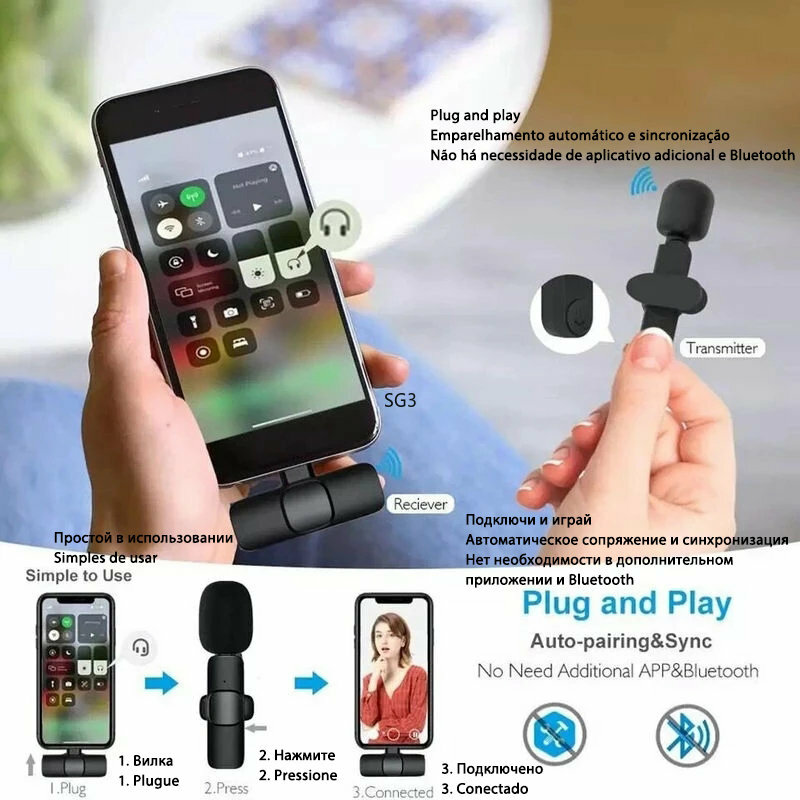 Micrófono inalámbrico con ojal, Mini micrófono Bluetooth para teléfono móvil Android, PC, pequeño Bluetooth